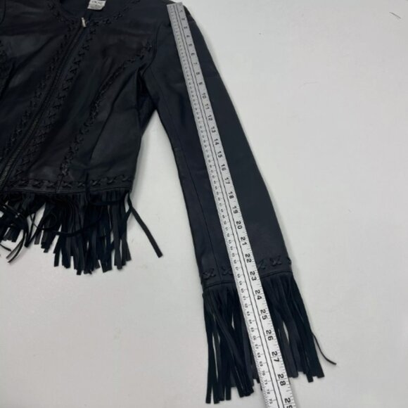 Vintage Cache Leather Fringe Crop Jacket - Picture 10 of 14